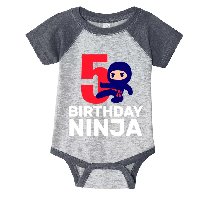 5th Birthday Ninja Infant Baby Jersey Bodysuit