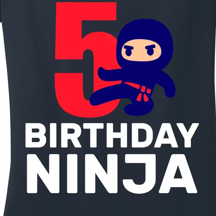 5th Birthday Ninja Women's V-Neck T-Shirt