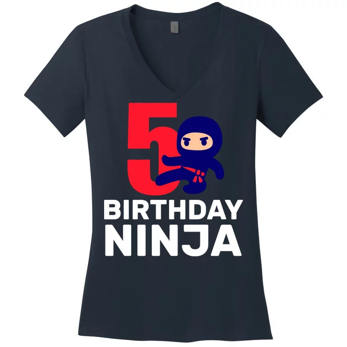 5th Birthday Ninja Women's V-Neck T-Shirt