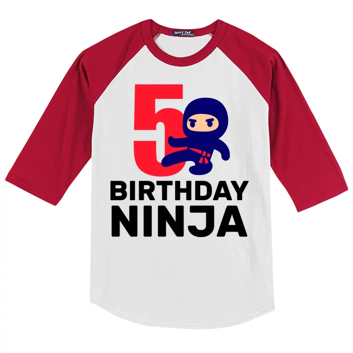 5th Birthday Ninja Kids Colorblock Raglan Jersey