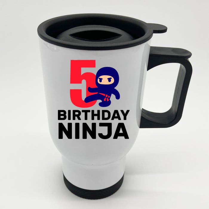 5th Birthday Ninja Front & Back Stainless Steel Travel Mug