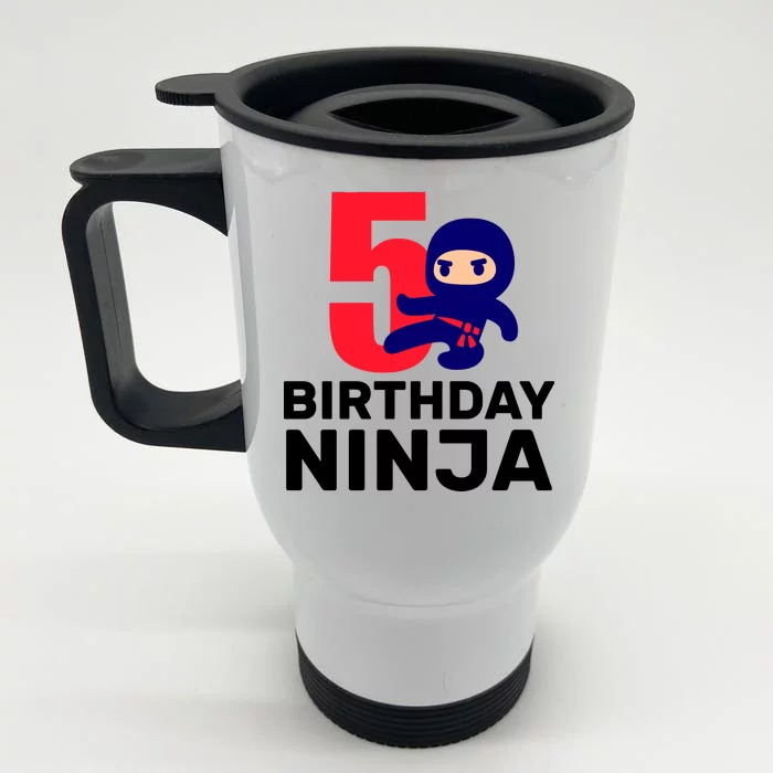 5th Birthday Ninja Front & Back Stainless Steel Travel Mug