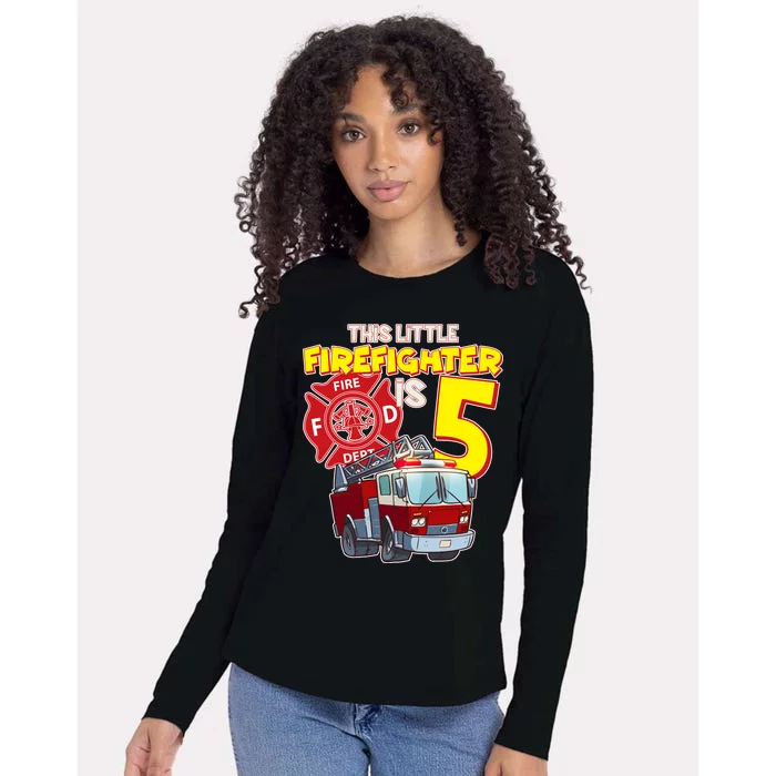 5th Birthday This Little Firefighter Is Five Womens Cotton Relaxed Long Sleeve T-Shirt