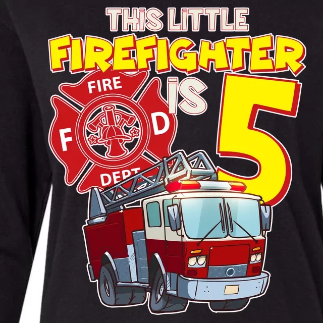 5th Birthday This Little Firefighter Is Five Womens Cotton Relaxed Long Sleeve T-Shirt