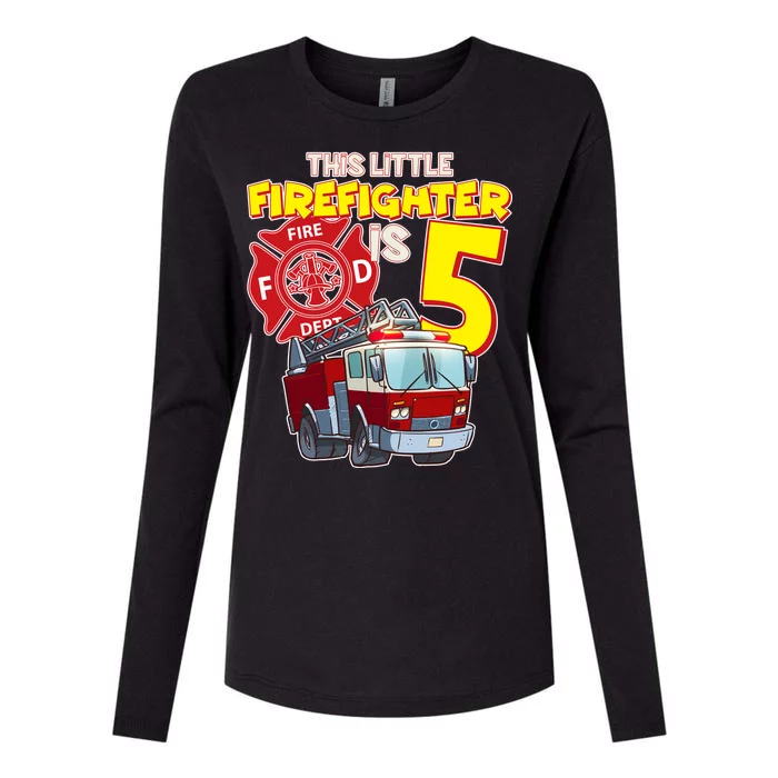 5th Birthday This Little Firefighter Is Five Womens Cotton Relaxed Long Sleeve T-Shirt