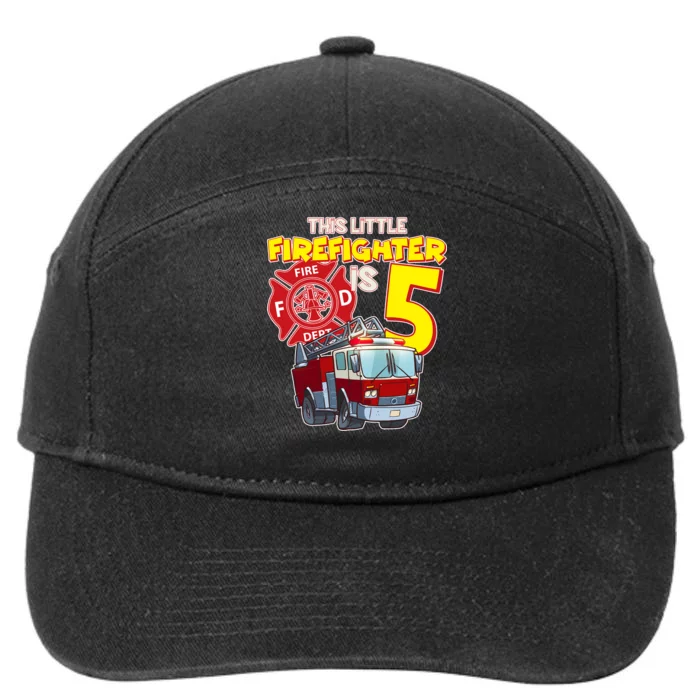 5th Birthday This Little Firefighter Is Five 7-Panel Snapback Hat