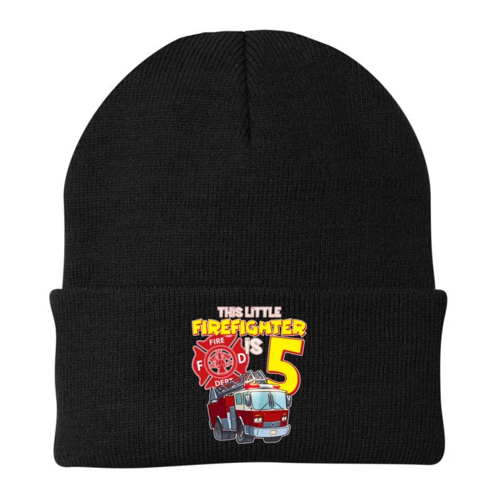 5th Birthday This Little Firefighter Is Five Knit Cap Winter Beanie