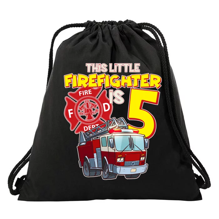 5th Birthday This Little Firefighter Is Five Drawstring Bag