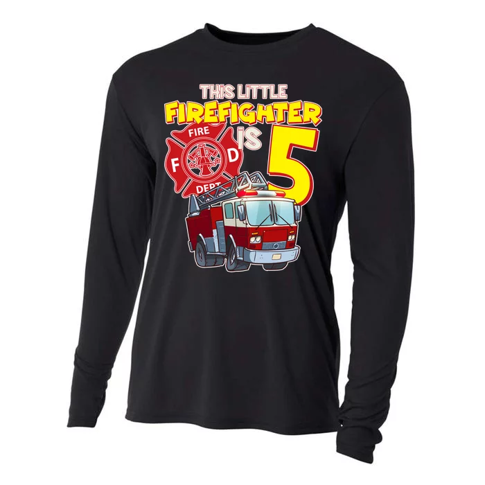 5th Birthday This Little Firefighter Is Five Cooling Performance Long Sleeve Crew