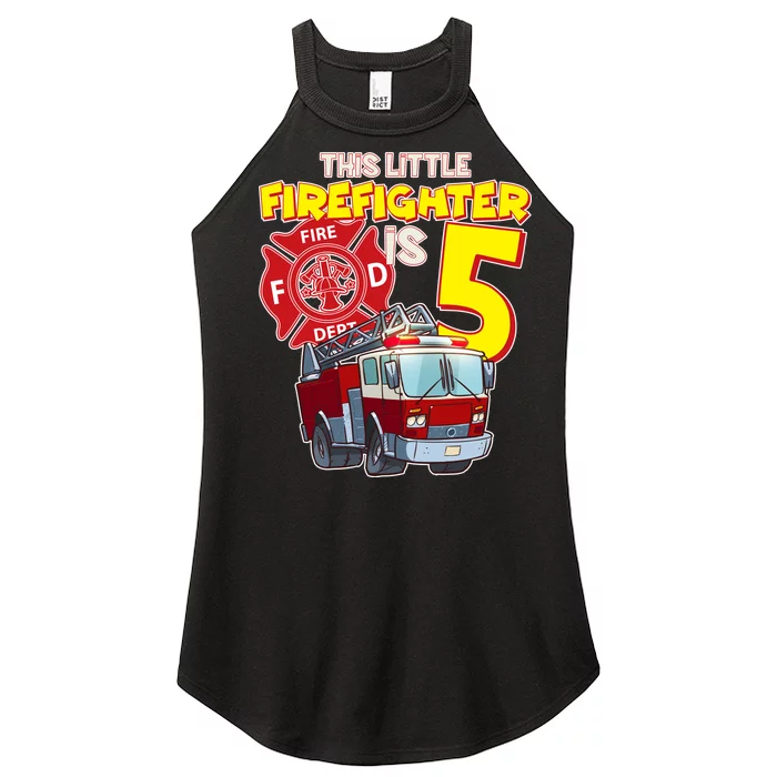 5th Birthday This Little Firefighter Is Five Women’s Perfect Tri Rocker Tank