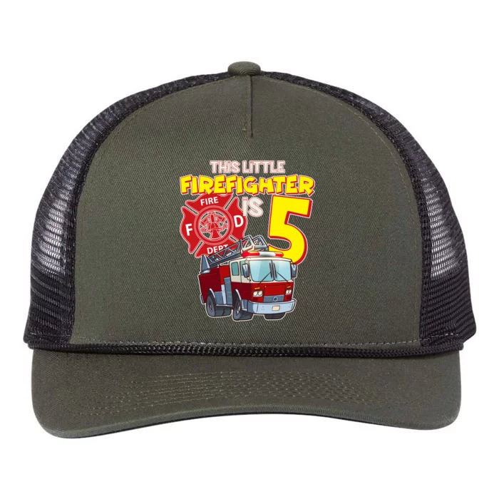 5th Birthday This Little Firefighter Is Five Retro Rope Trucker Hat Cap