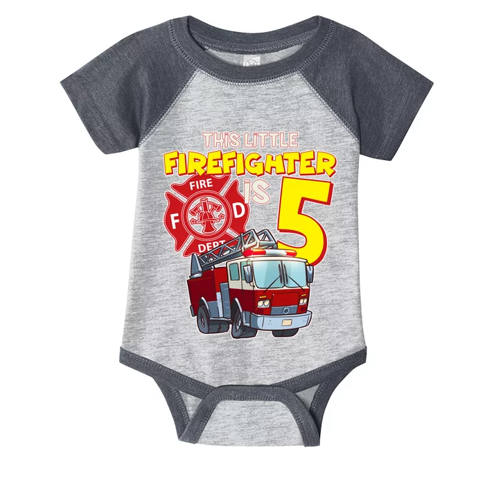 5th Birthday This Little Firefighter Is Five Infant Baby Jersey Bodysuit