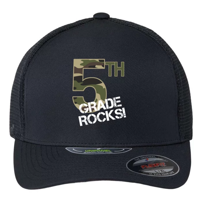 5th Grade Rocks Camo Flexfit Unipanel Trucker Cap