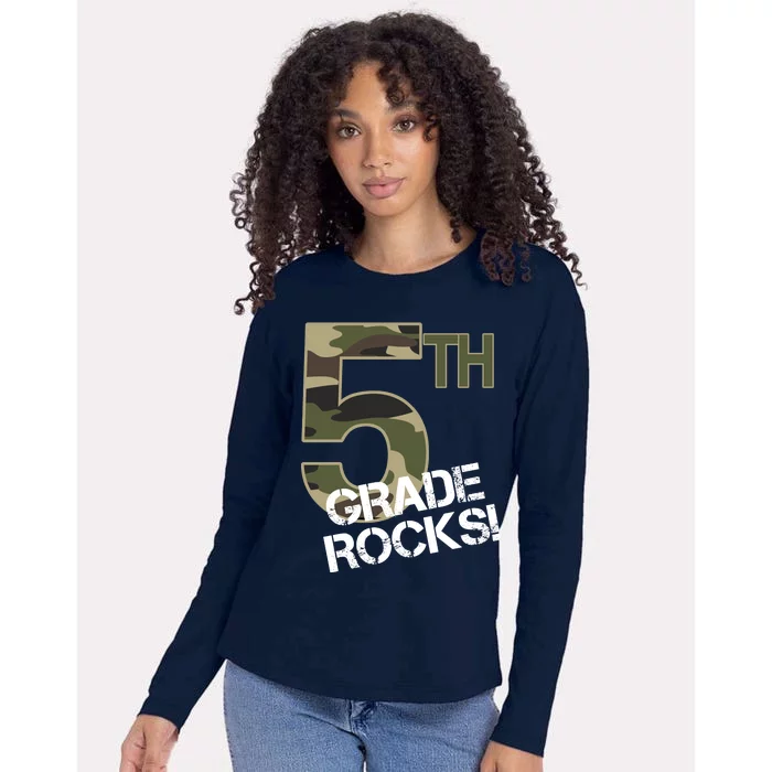 5th Grade Rocks Camo Womens Cotton Relaxed Long Sleeve T-Shirt