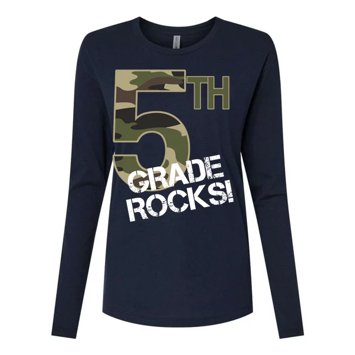 5th Grade Rocks Camo Womens Cotton Relaxed Long Sleeve T-Shirt