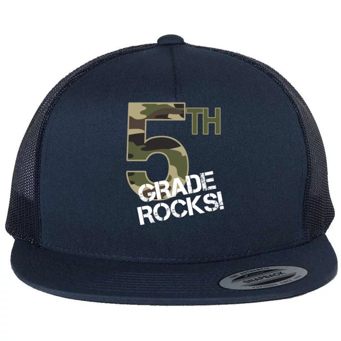 5th Grade Rocks Camo Flat Bill Trucker Hat