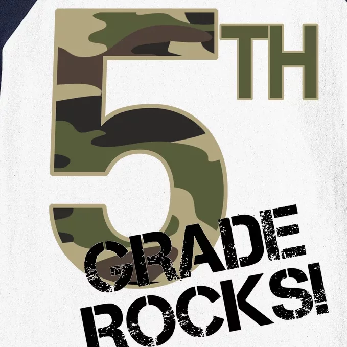 5th Grade Rocks Camo Baseball Sleeve Shirt