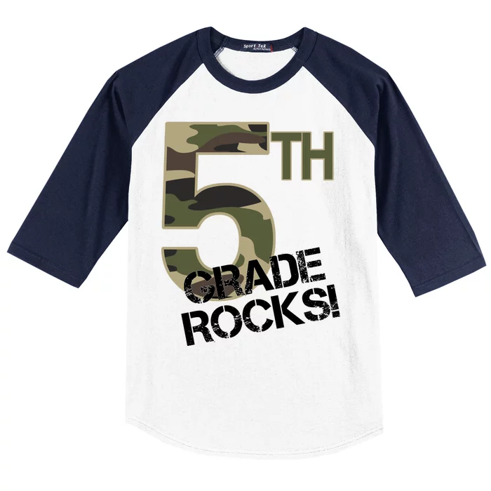 5th Grade Rocks Camo Baseball Sleeve Shirt