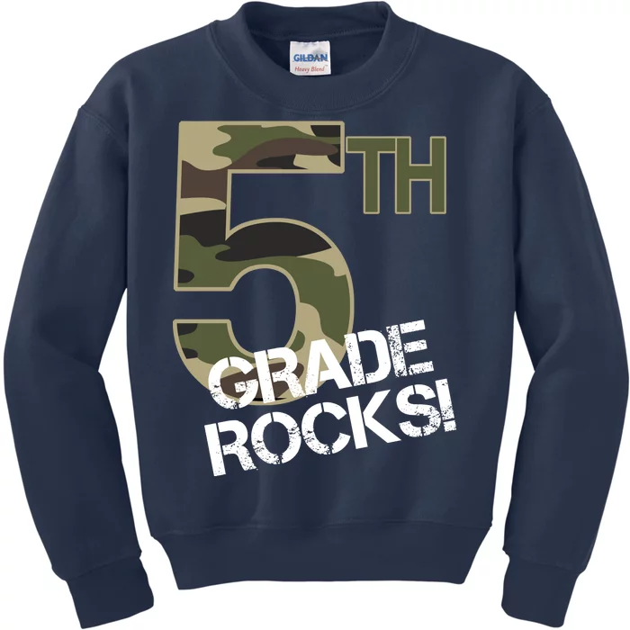 5th Grade Rocks Camo Kids Sweatshirt