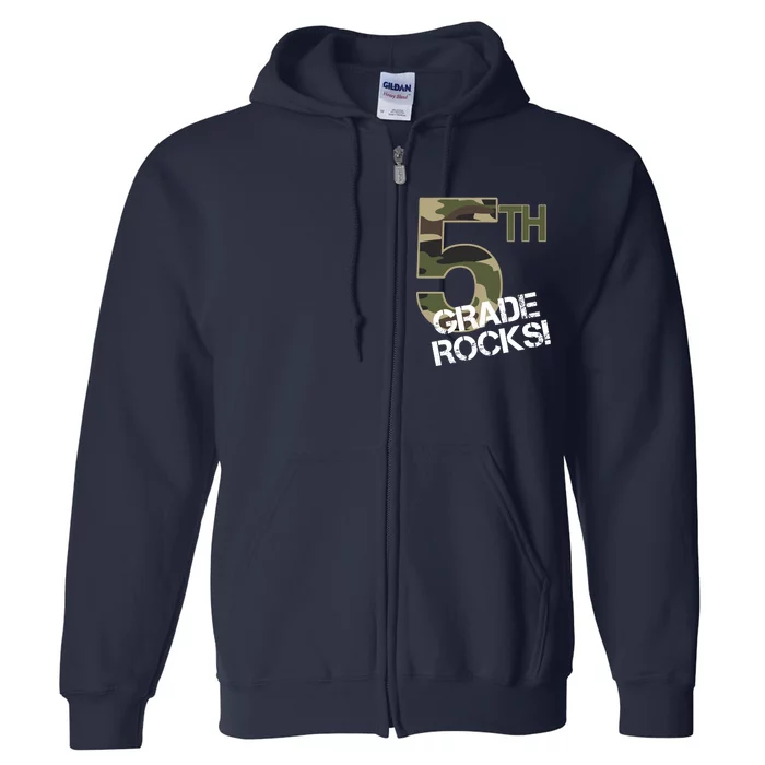 5th Grade Rocks Camo Full Zip Hoodie