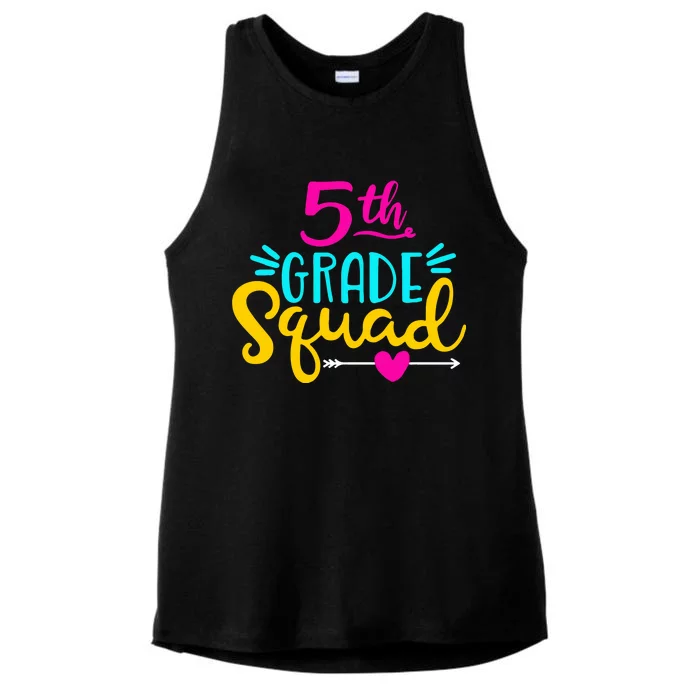 5th Grade Squad Team Arrow Heart Ladies Tri-Blend Wicking Tank