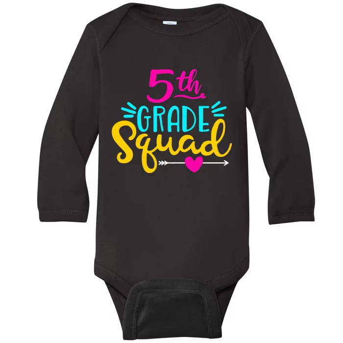 5th Grade Squad Team Arrow Heart Baby Long Sleeve Bodysuit