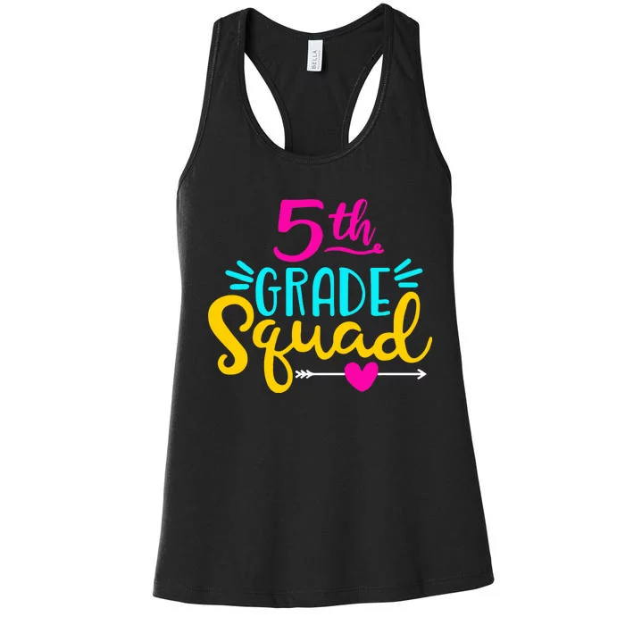 5th Grade Squad Team Arrow Heart Women's Racerback Tank