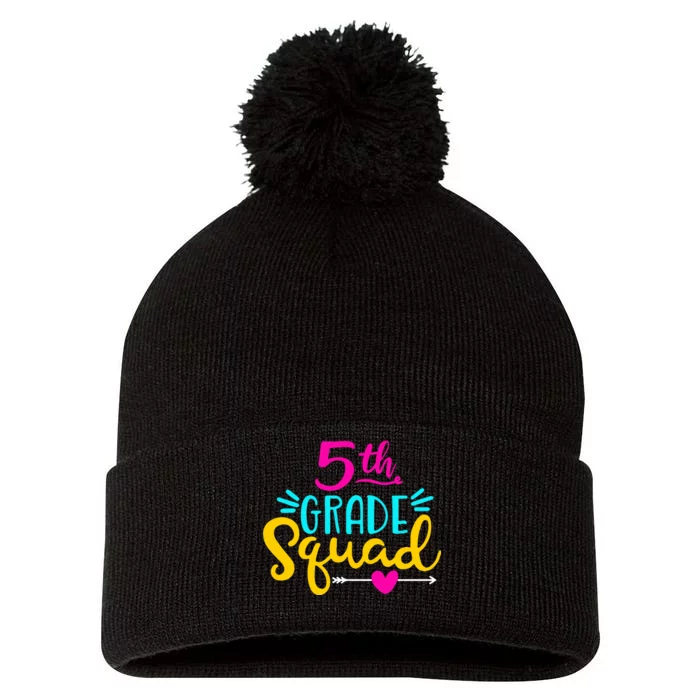 5th Grade Squad Team Arrow Heart Pom Pom 12in Knit Beanie