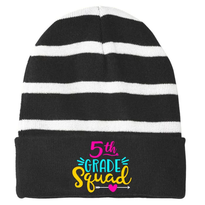 5th Grade Squad Team Arrow Heart Striped Beanie with Solid Band