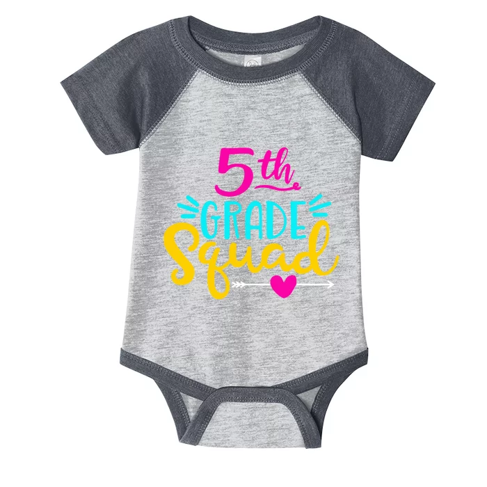 5th Grade Squad Team Arrow Heart Infant Baby Jersey Bodysuit