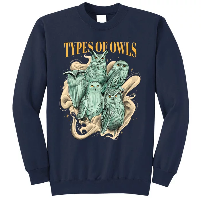 5 Types Of Owls Tall Sweatshirt