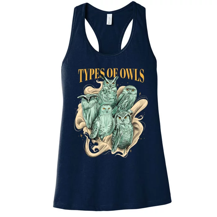 5 Types Of Owls Women's Racerback Tank