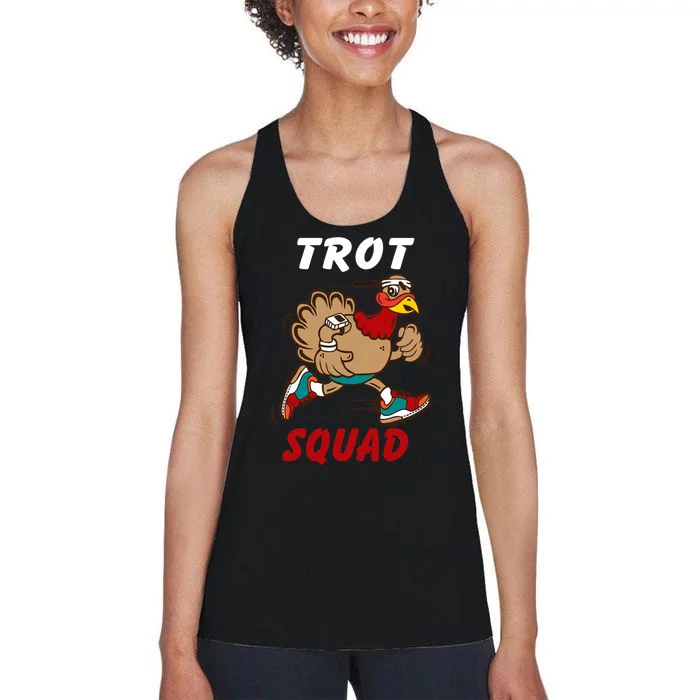 5k Thanksgiving Running Marathon Turkey Trot Squad Costume Women's Racerback Tank