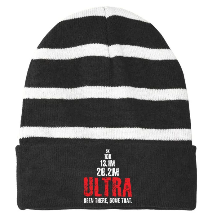 5k To Ultra Running Marathon Trail Runner Striped Beanie with Solid Band