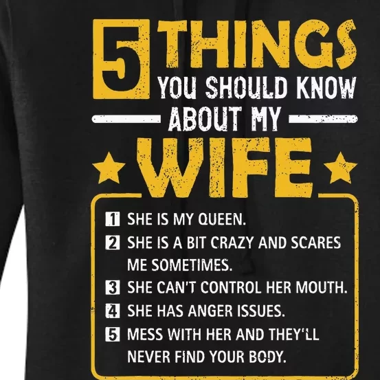 5 Things You Should Know About My Wife Funny Mommy Women's Pullover Hoodie