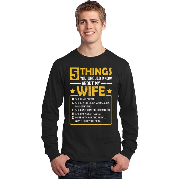 5 Things You Should Know About My Wife Funny Mommy Tall Long Sleeve T-Shirt