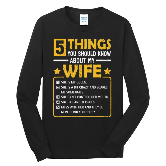 5 Things You Should Know About My Wife Funny Mommy Tall Long Sleeve T-Shirt