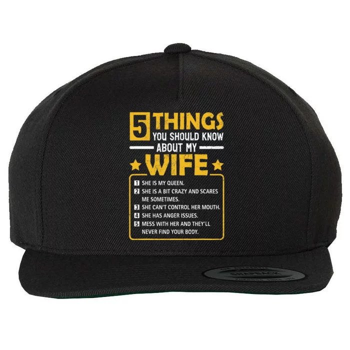 5 Things You Should Know About My Wife Funny Mommy Wool Snapback Cap