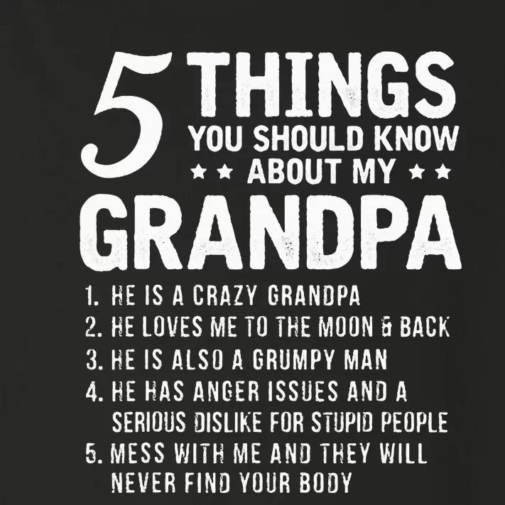 5 Things You Should Know About My Grandpa Funny Grampa Gift Toddler Long Sleeve Shirt