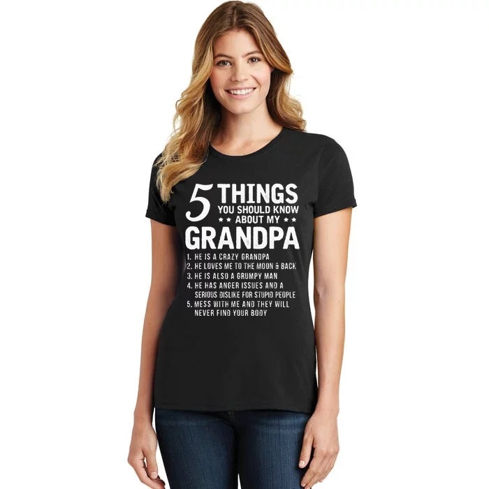 5 Things You Should Know About My Grandpa Funny Grampa Gift Women's T-Shirt