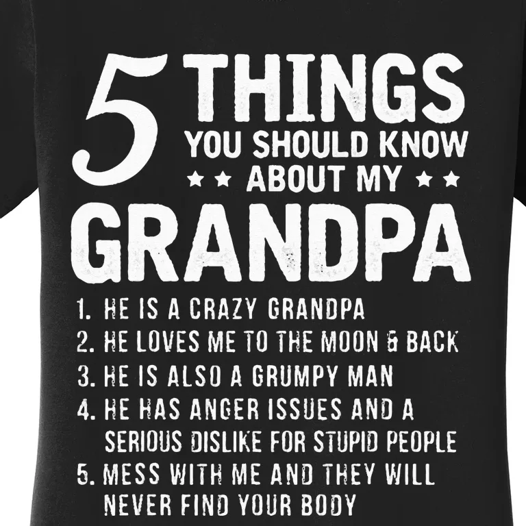 5 Things You Should Know About My Grandpa Funny Grampa Gift Women's T-Shirt