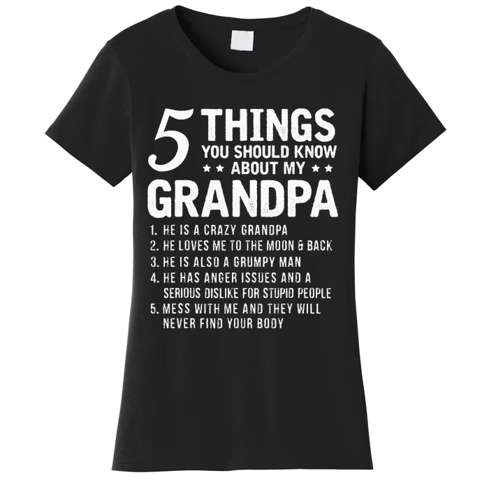 5 Things You Should Know About My Grandpa Funny Grampa Gift Women's T-Shirt