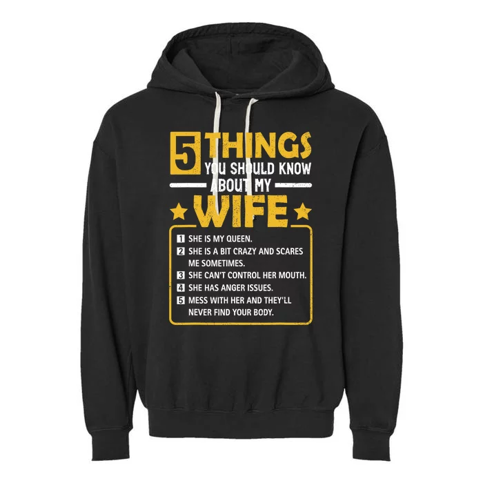 5 Things You Should Know About My Wife Funny Mommy Garment-Dyed Fleece Hoodie