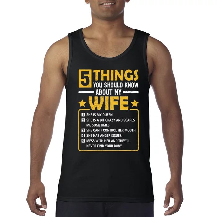 5 Things You Should Know About My Wife Funny Mommy Tank Top