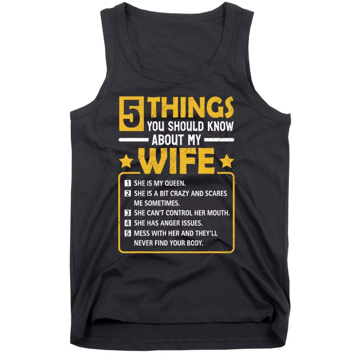 5 Things You Should Know About My Wife Funny Mommy Tank Top