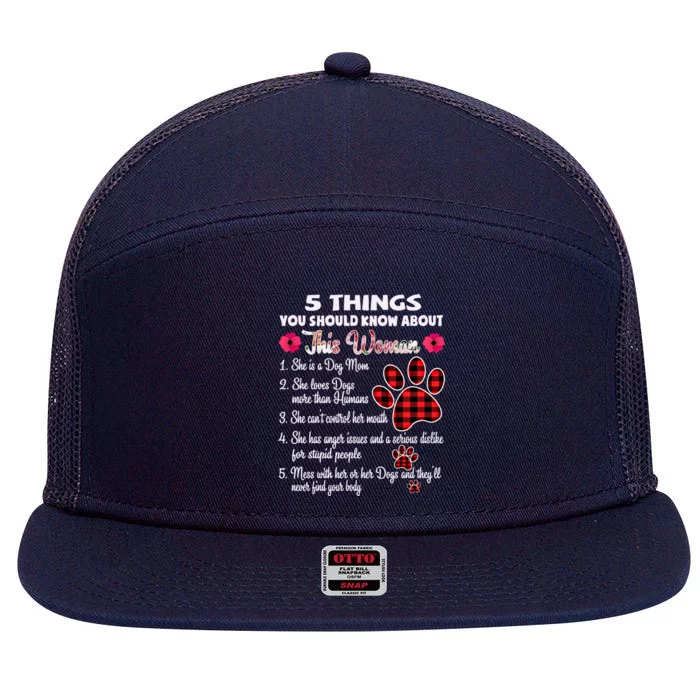 5 Things You Should Know About This She Is A Dog Mom Gift 7 Panel Mesh Trucker Snapback Hat