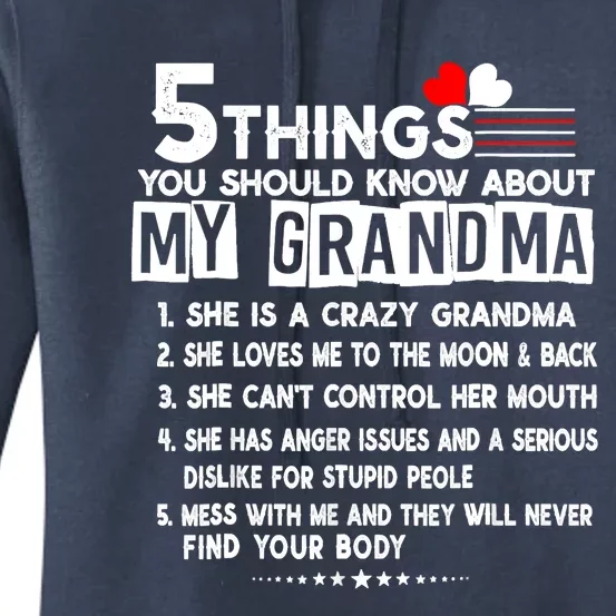 5 Things You Should Know About My Grandma Funny Mother's Day Women's Pullover Hoodie