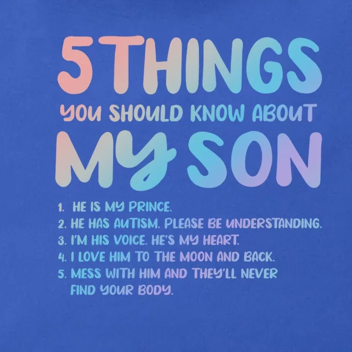 5 Things You Should Know About My Son Gift Proud Autism Parent Gift Zip Tote Bag