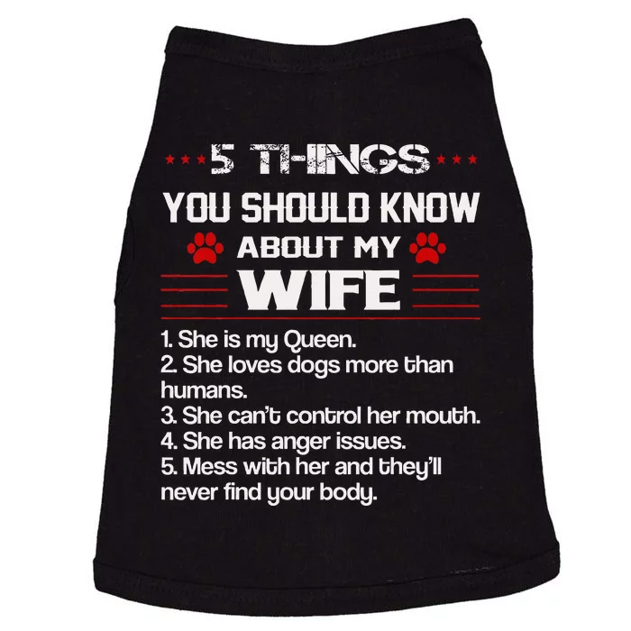 5 Things You Should Know About My Wife Funny Dog Paw Doggie Tank