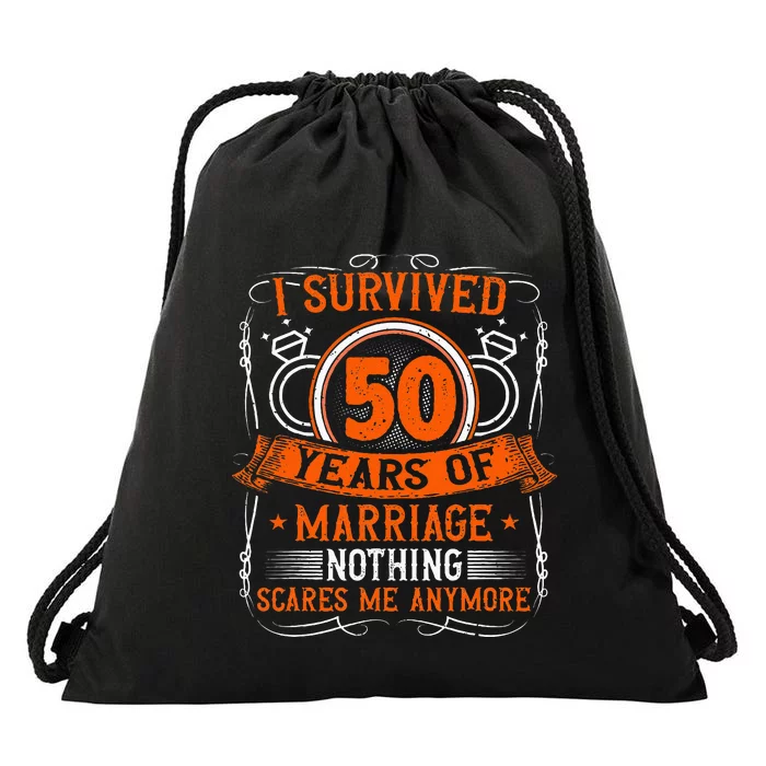 50th Wedding Anniversary 50 Years Married Husband & Wife Drawstring Bag